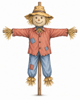 Scarecrow in coloured pencil