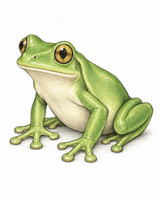 Frog in coloured pencil
