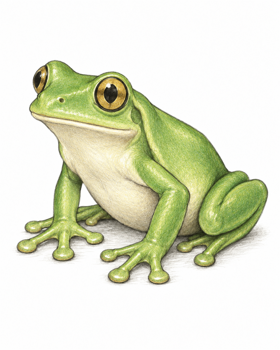 Frog in coloured pencil
