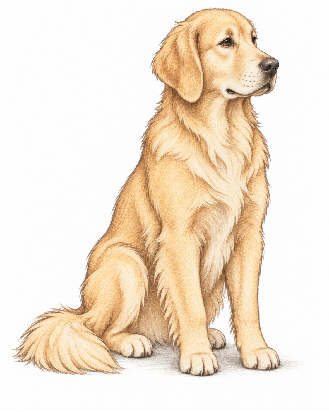 Dog in coloured pencil