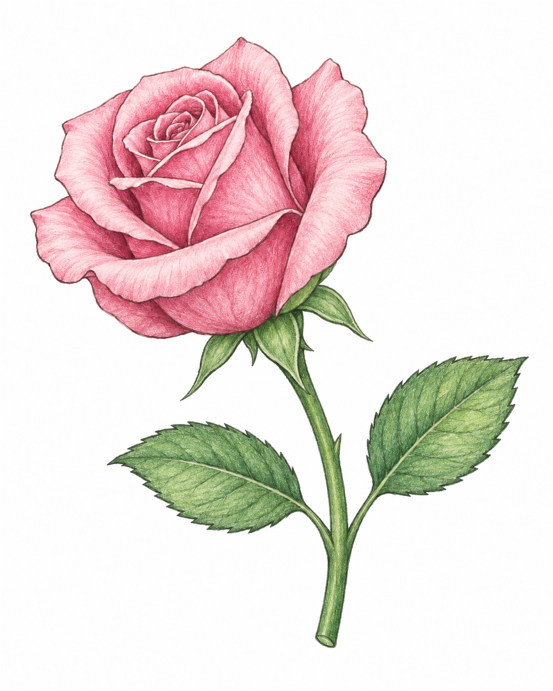 Rose in coloured pencil