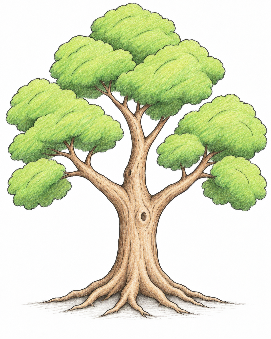 Tree in coloured pencil